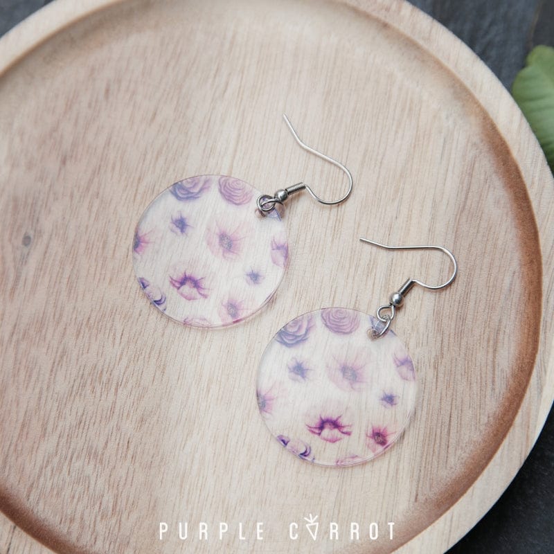 April Fools Resin Pink Floral Round earring