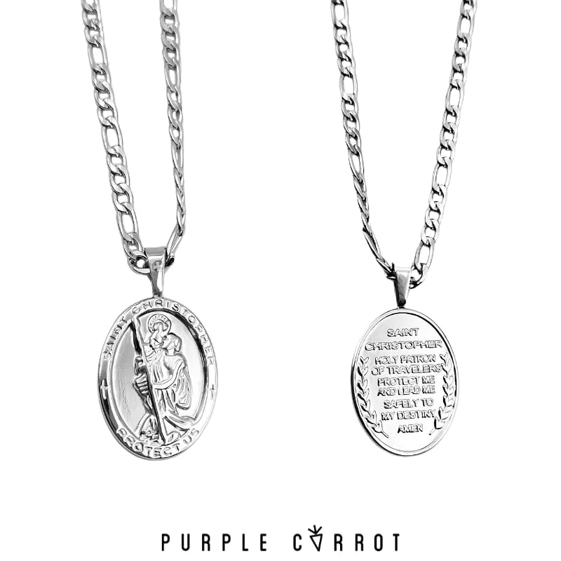 NEW Mens Personalised St Christopher Necklace Gift NEW Mens Personalised St Christopher Necklace Gift