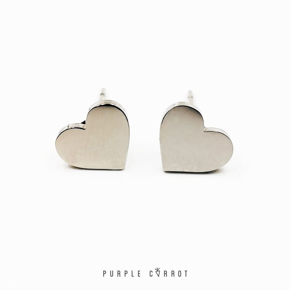 Plain Heart Stud Earrings