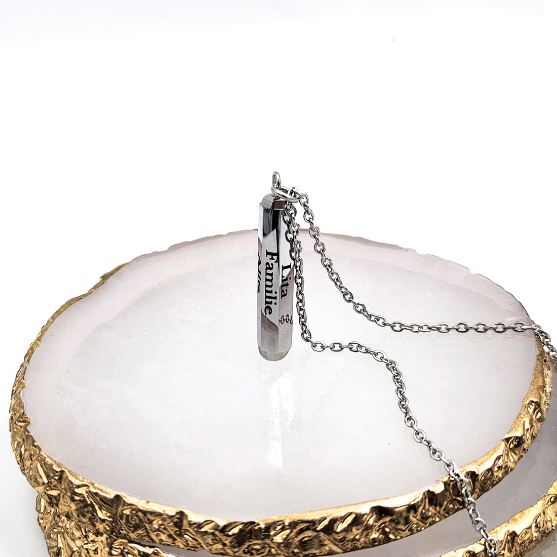 3D Engraved Hexagon Bar Necklace