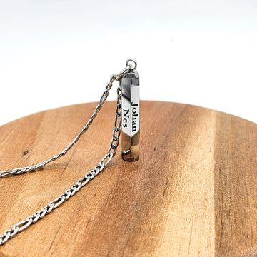 3D Engraved Hexagon Bar Necklace