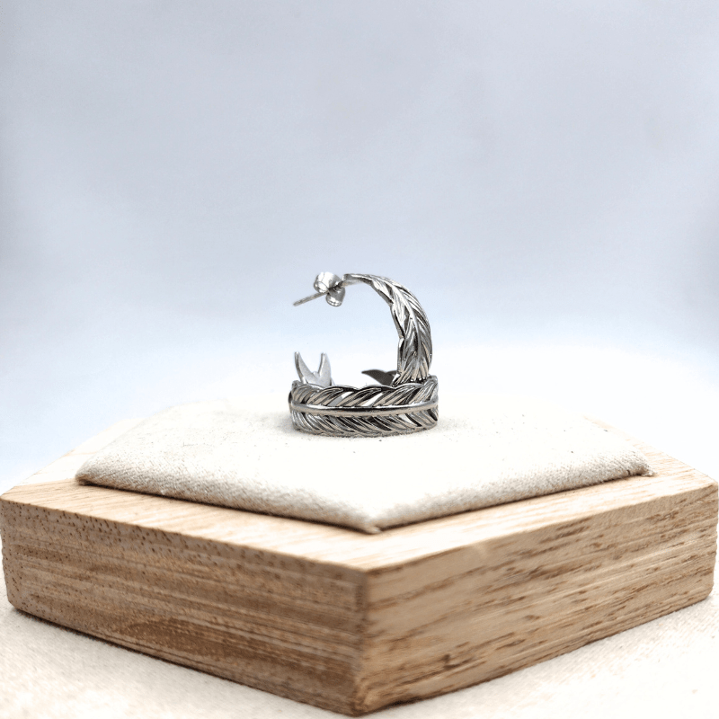 Lustrous Feather Open Hoops