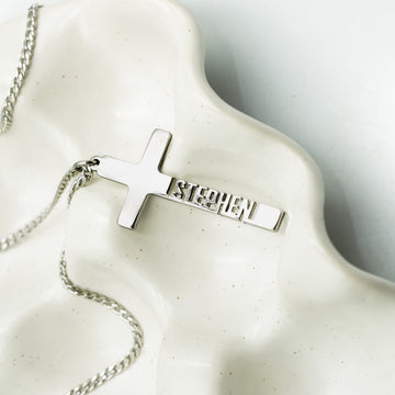 Custom Cross Cutout Name Necklace