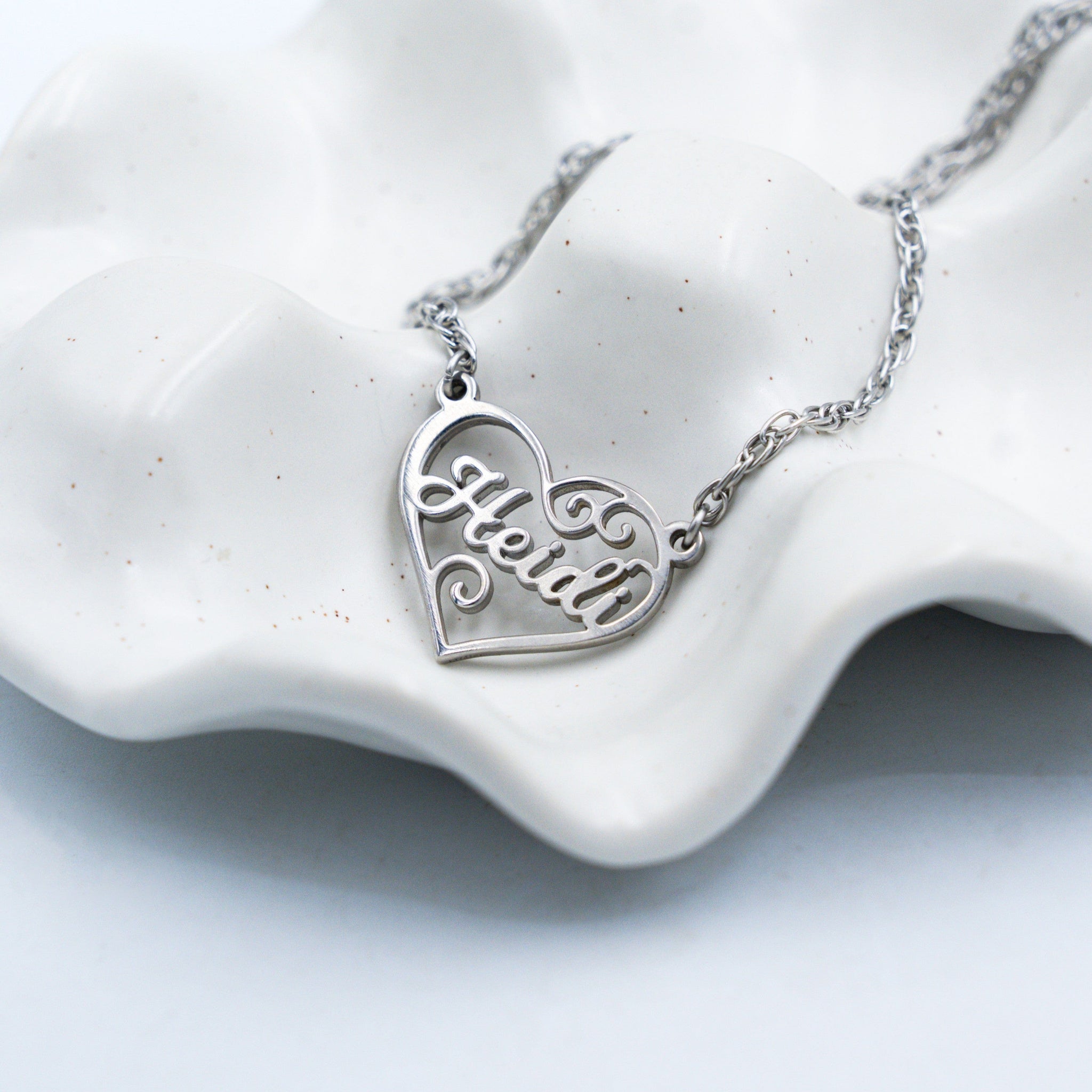 Artisan Name Cutout Heart Necklace