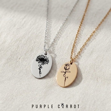 Birthday Month Flower Necklace with Month in Stem