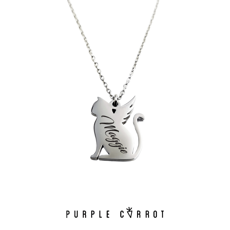 Cat Angel Necklace Purple Carrot