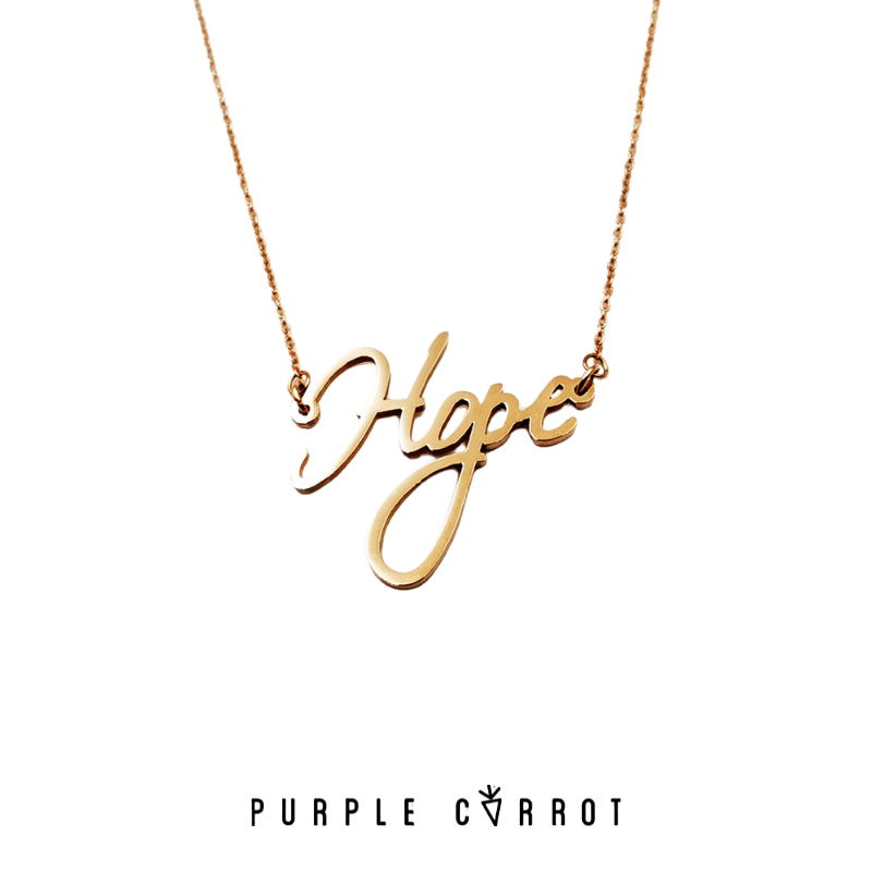 Gold Script Hope Hope Script Necklace or Bracelet