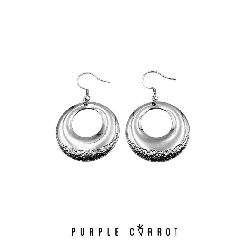 Hammered Circle Earrings Silver