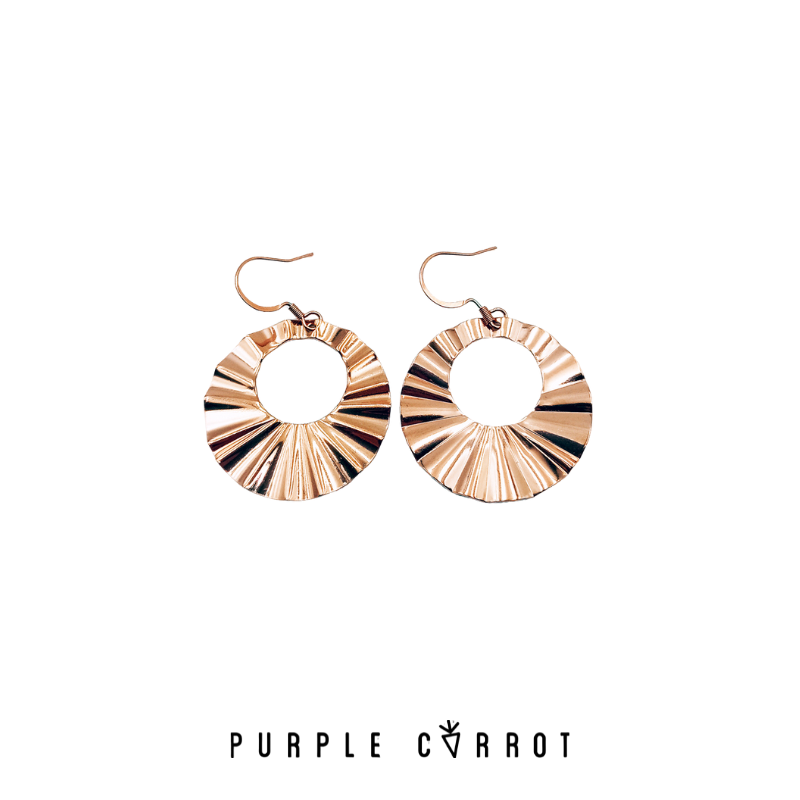 Striped Circle Earrings Silver