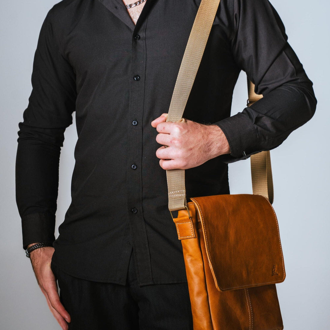 Real Leather Messenger Bag