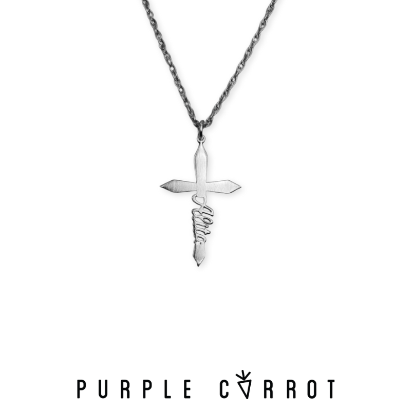 Dainty Cross Cutout Name Necklace
