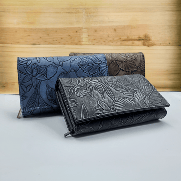 Embossed Floral Clip Wallets