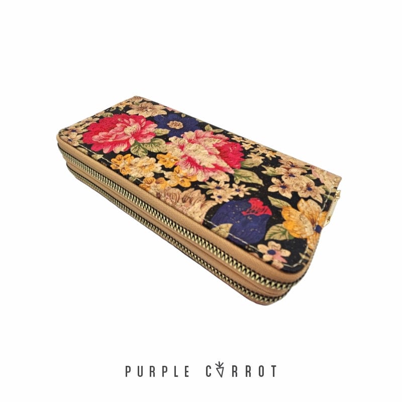 Female Printed Cork Purse Purple Carrot