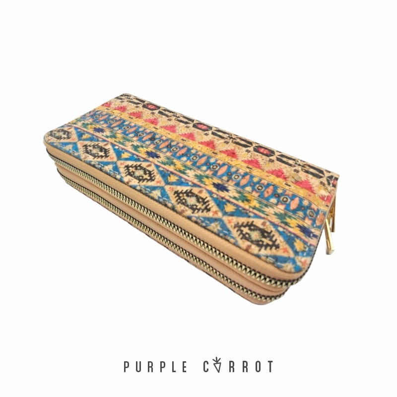 Female Printed Cork Purse Purple Carrot