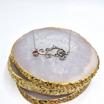 Birth Flower Cutout Name Necklace