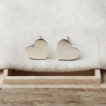 Plain Heart Stud Earrings
