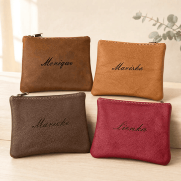 Personalised Real Leather Make-Up Bag