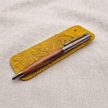 Wooden Grip Pen including Embossed Pen Pouch