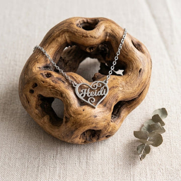 Artisan Name Cutout Heart Necklace