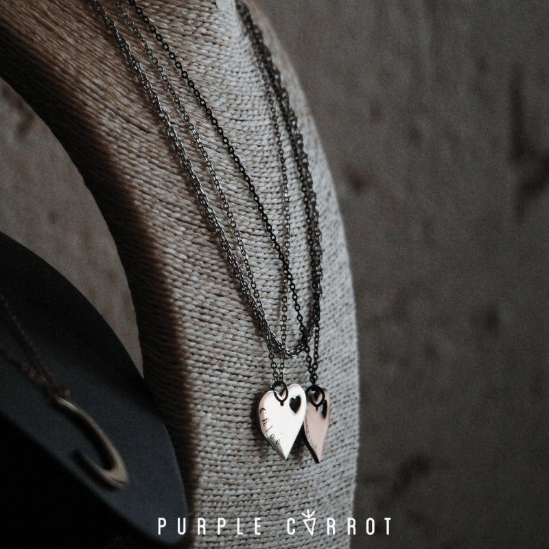 Heart Pendant with Small Heart Cut Out Necklace